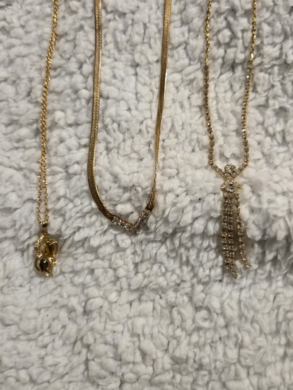 Set Of Women's Gold Tone Necklaces